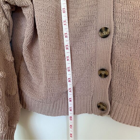 Moon & Madison Knit Bubble Polka Dot Sleeve Crop Cardigan L - Picture 7 of 14